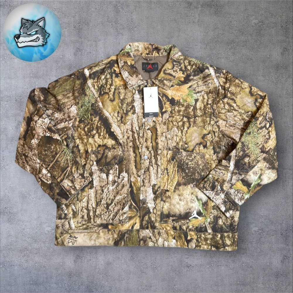 Nike Air Jordan Flight Chicago Realtree Jacket  Mens Sz L Olive Sail HV0649-222